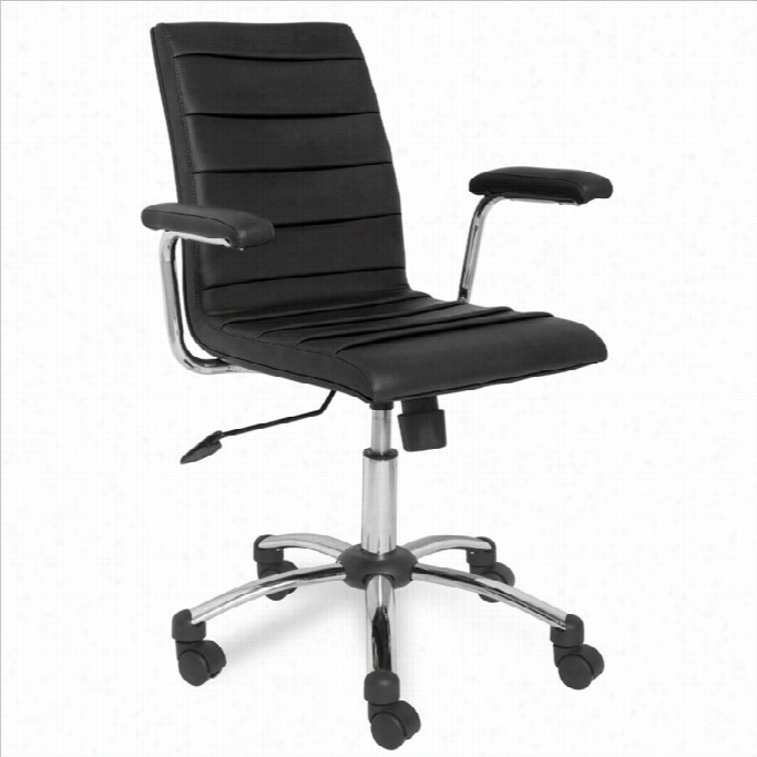 Leick Furniture Faux Lleather Pleated Office Chair I N A Black Finish