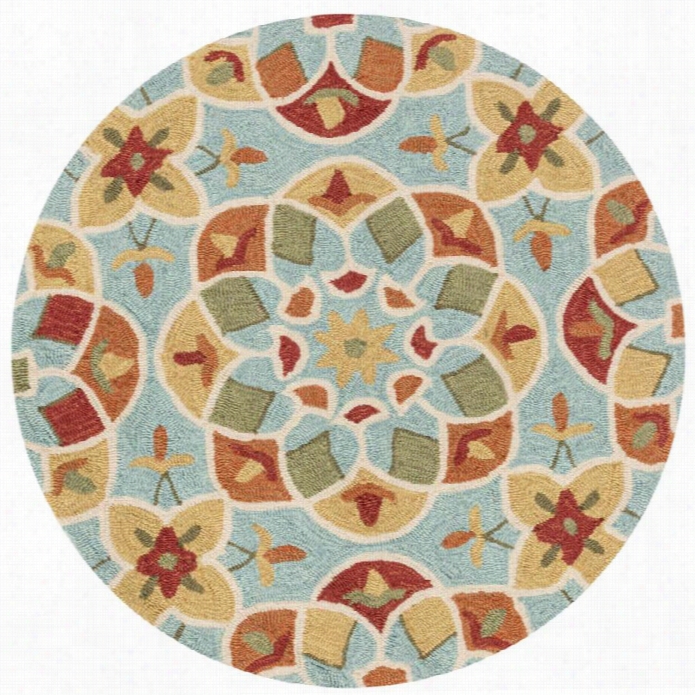 Loloo Francesca 3' Round  Laborer Hooked Rug In Turquoise And Gold