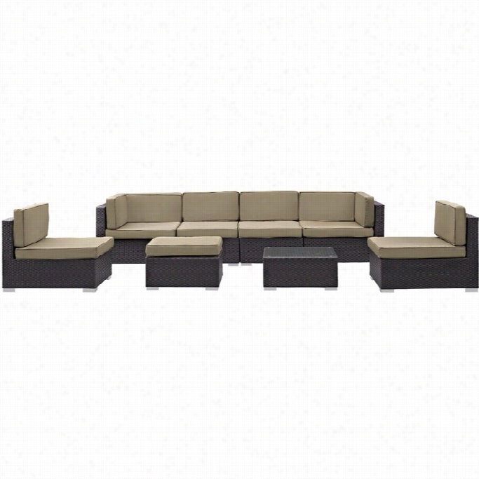 Modway Convene 8 Piece Outdoor So Fa Set In Espresso And Mocha