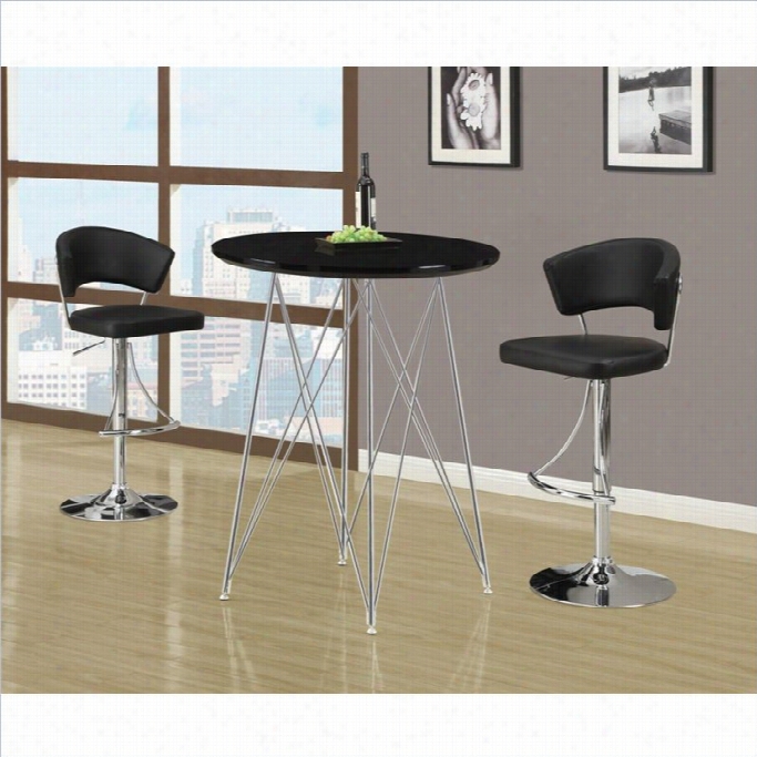 Monarch Metal 36 Diameter Bar Table In Glossy Black And Chrome