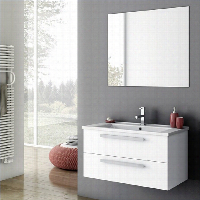 Nameek's Acf Dadiila 33 Wall Mounted Bathroom Vanitty Set In Glossy White