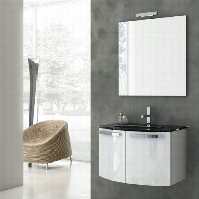 Nameek's Crystaal Dance 28 Wall Mounted Bathroom Vanity Set In Glossy White