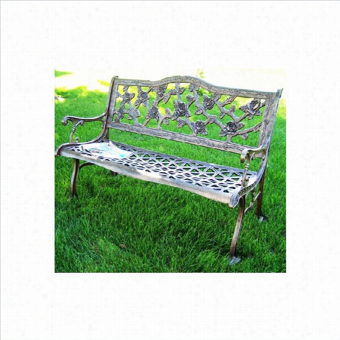 Oakland Living English Rose Cast Alumijum Bench-antique Bronze