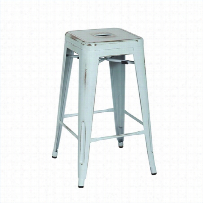 Office Star Bristow 26 Antique Metal Bar Stool In Antique Sky Blue-set Of 2