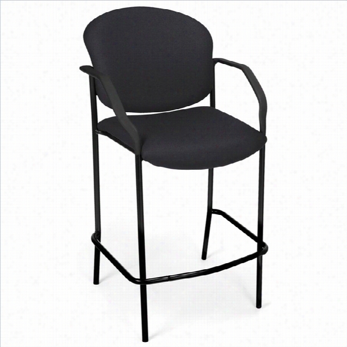 Ofm 30.5 Deluxe Cafe Stool By The Side Of Arms In Black