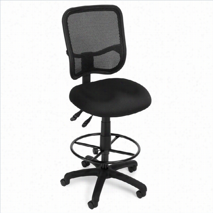 Ofm Comfmort Series Ergonomic Task Drafting Chair With Drraftnig Kit In Black