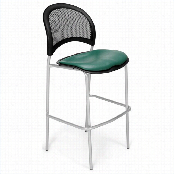 Ofm Moon 30.75 Vinyl Silver Stool In Teal