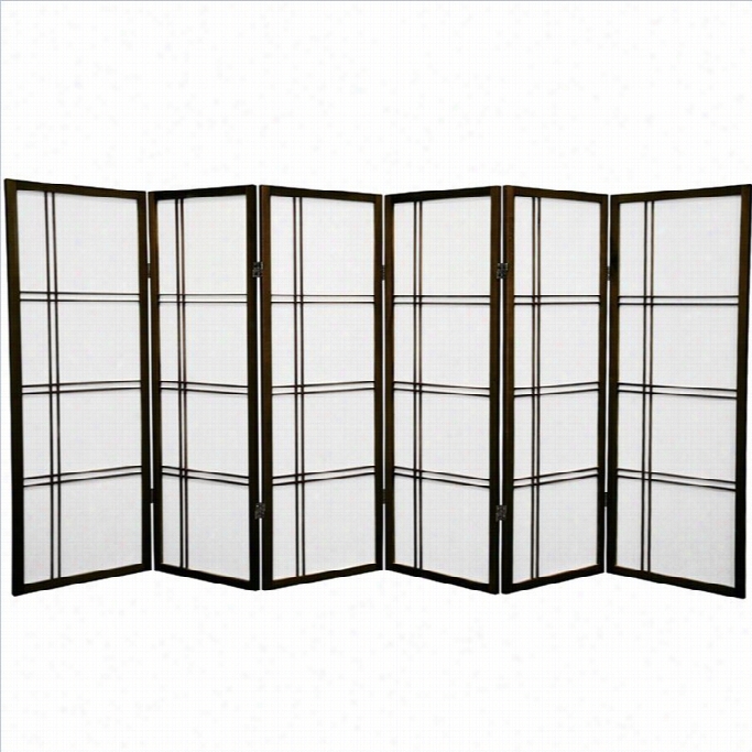 Oriental Furniture 4' Tall Shoji Screen With 6 Pa Nel In Walnut