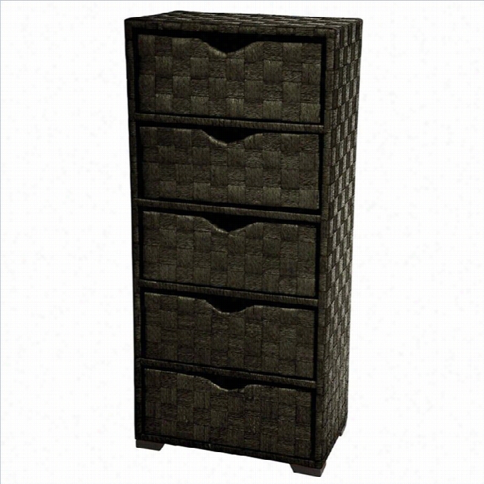 Oriental Furniture 5 Drawer Chest In Bla Ck