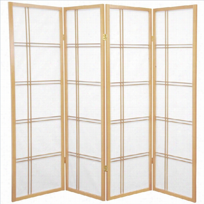 Oriental Furniture 5' Tall Shoji Screen With 4 Panel In Natural