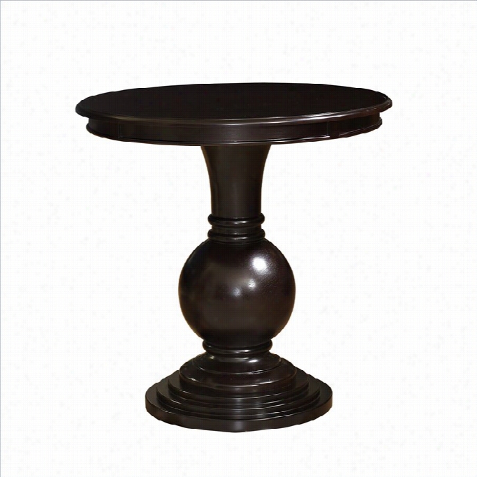 Powell Furniture Round Pede Stal End Table In Espresso