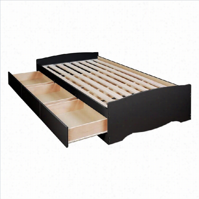 Prepac Sonoma Black Twin Platform Storage Bed With Drawers