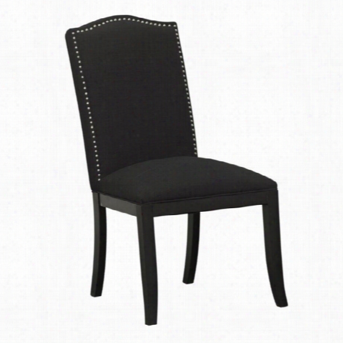 Pri Fabric Nailhead Dining Chair In Black