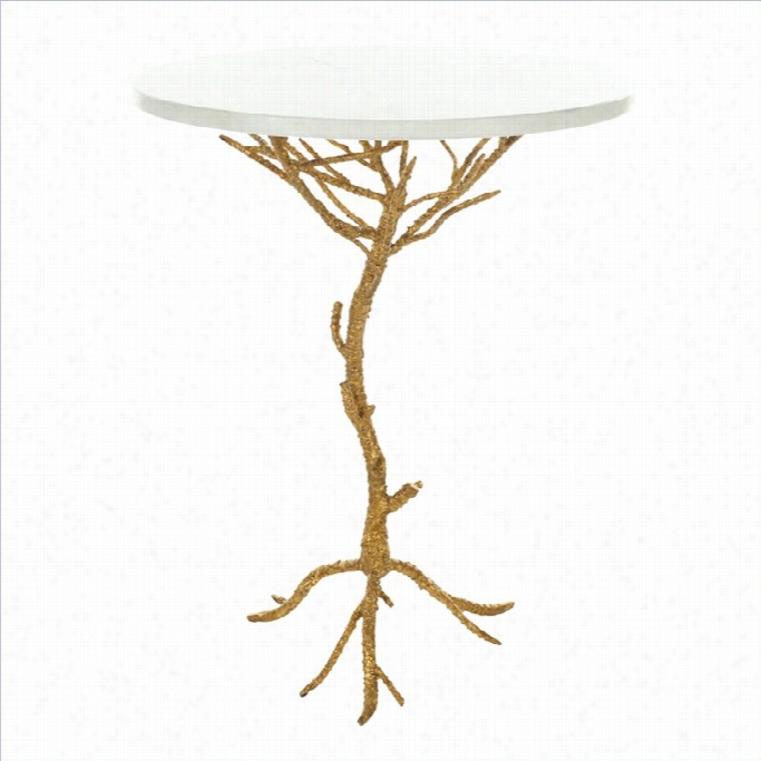 Safavieh Jason Marble Accent Table In White And Gold