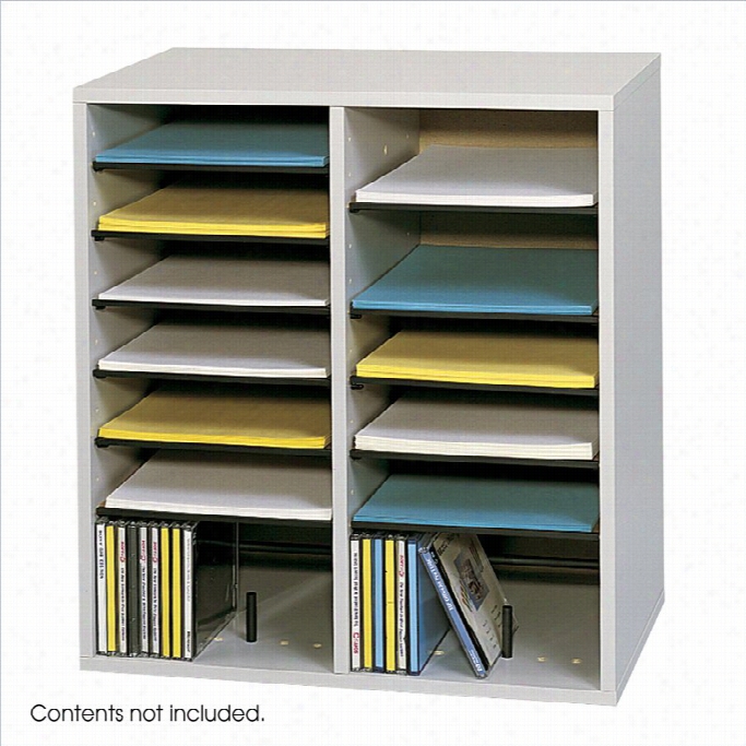 Safco Grey 16 Compartment Wooda Djustable File Organizeer