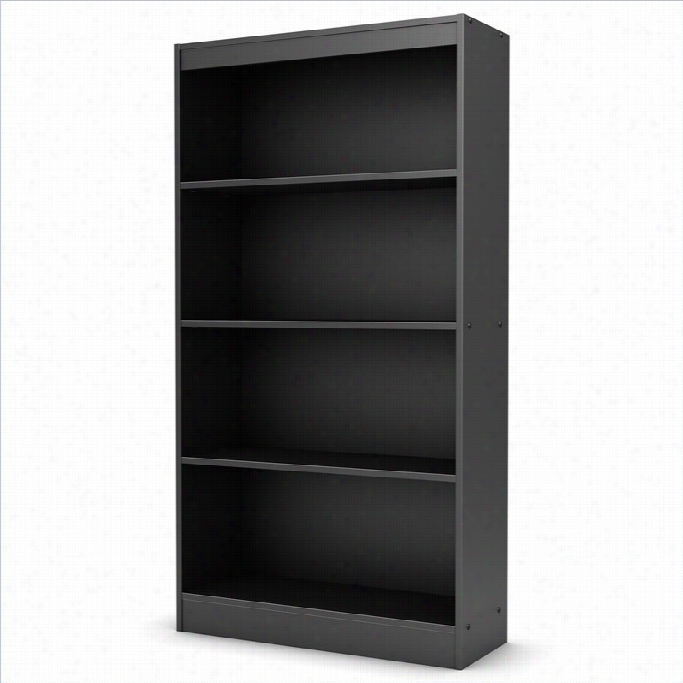 South Shore Axesss 4 Shelf Bookcase In Pure Black