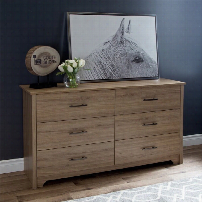 Southern Shore Fusion 6 Drawer Wood Double Dresser In Rustic Aok