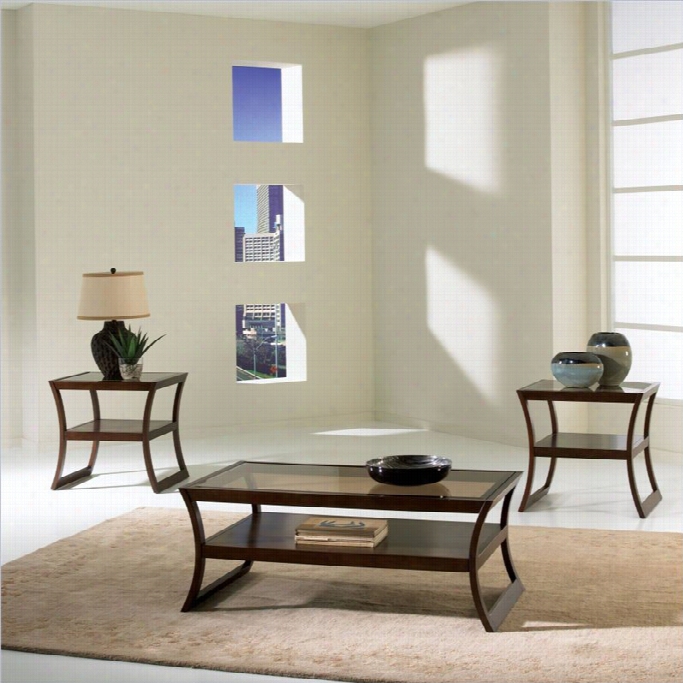 Standard Furniture Utopia 3 Piece Coffe Table Set In Dark Merlot