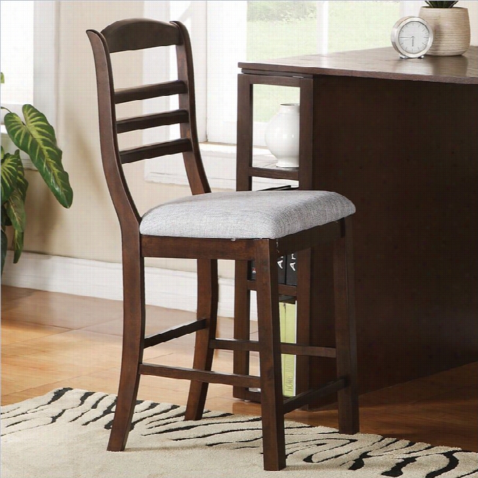 Steve Siilver Company Bradford Upholstersd Plush White Chenille Counter Chair In Dark Oak