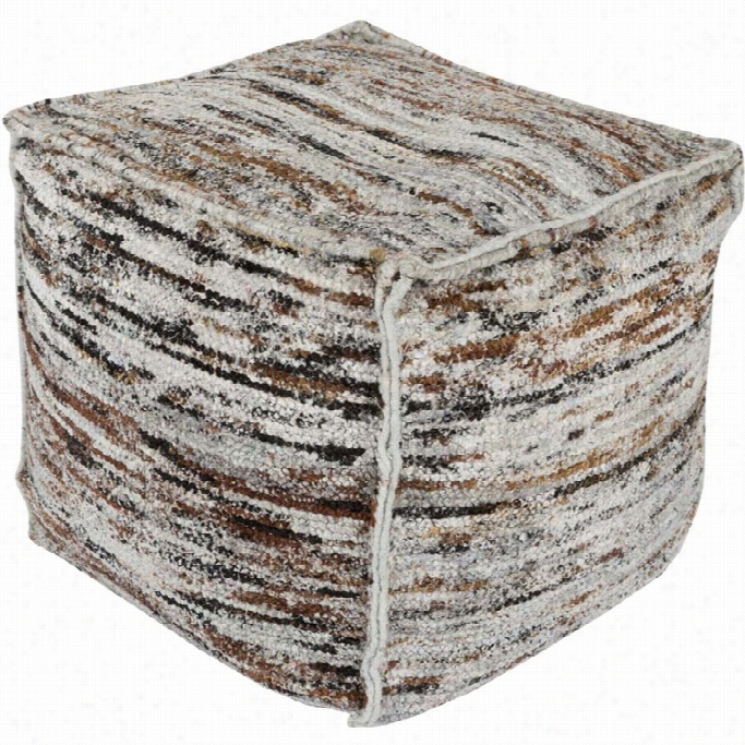 Surya Bazaar Cube Pouf Ottoman In Gray