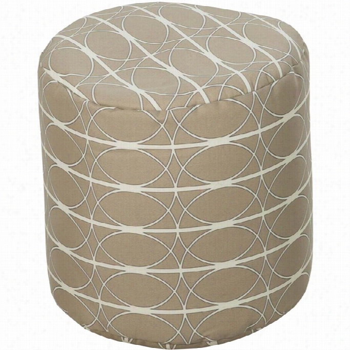 Surya Cylinder Pouf Otttoman In Beige