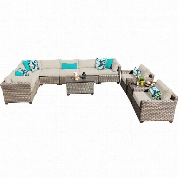 Tkc Onterey 11 Piece Outdooor Wicker Sofa Set In Beige