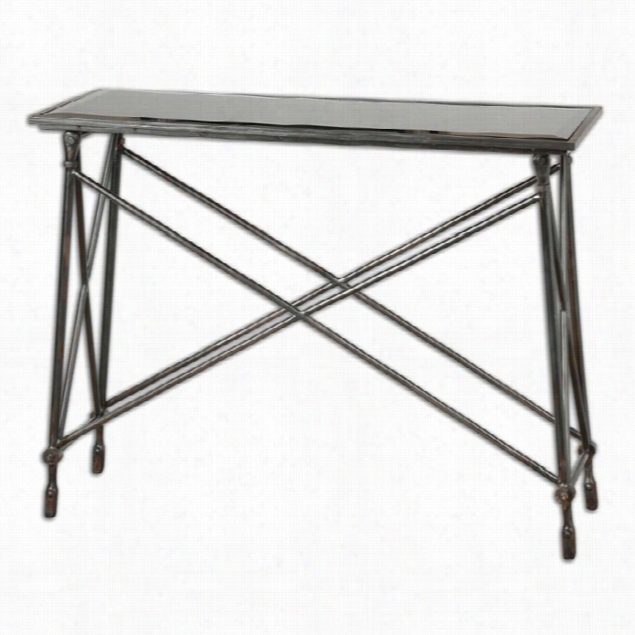 Uttermost Collier Black Glass Console Table