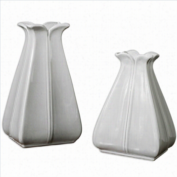 Greatest Florina Ceramic Vases In Glossy Play Gray (set Of 2)