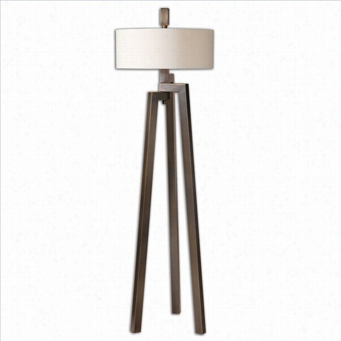 Uttermost Mondovi Modern Floor Lamp In Antiqued Bronze Wih Gold