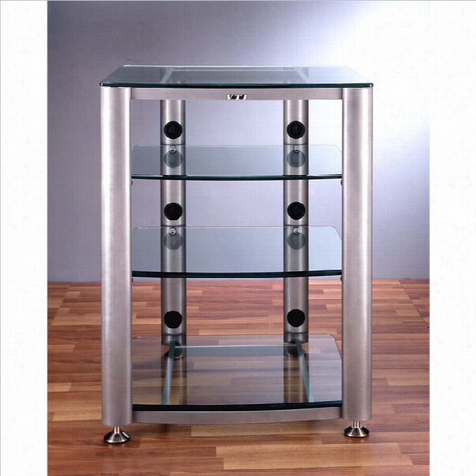 Vti Hgr404 4 Shelf Glass Audio Cabinet/rack-black / Clear