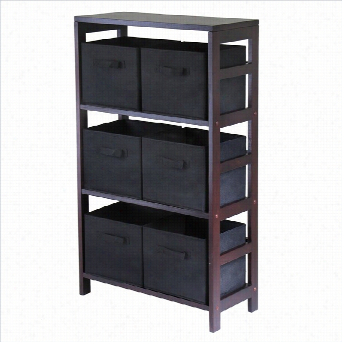 Winsome Capri 3 Shelf Storag Rack With 6 Foldable Back Baskets