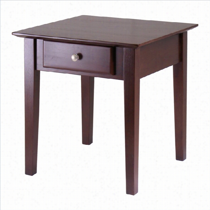 Winsome Rpchester Ned Table With One Drawer In Anntique Walnut
