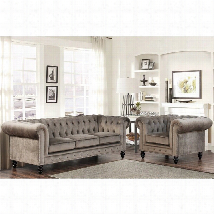 Abbyson Existing 2 Piece Velvet Sofa Se Tin Gray