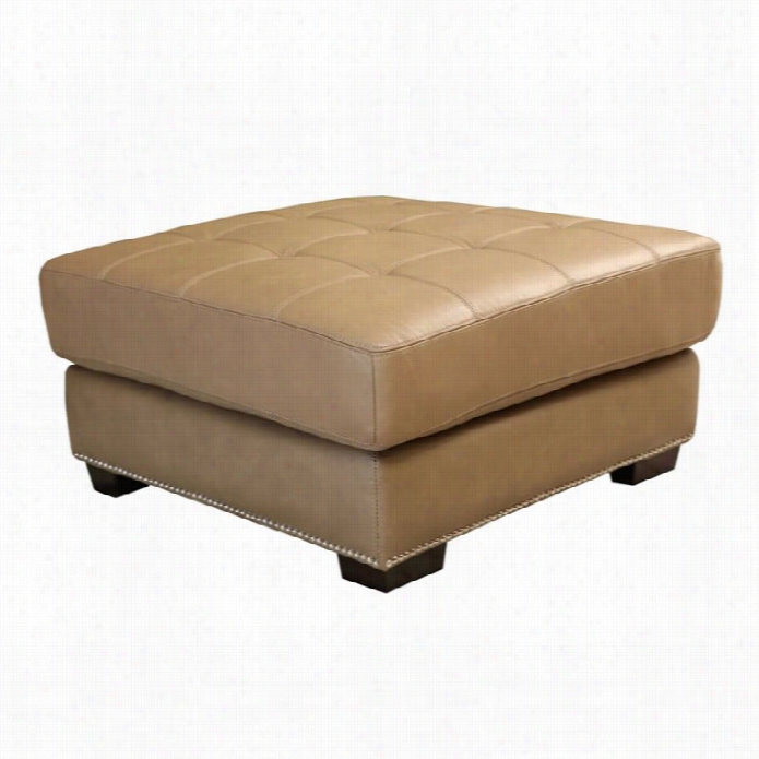 Abbyson Living Margot Leather Ottoman In Beige