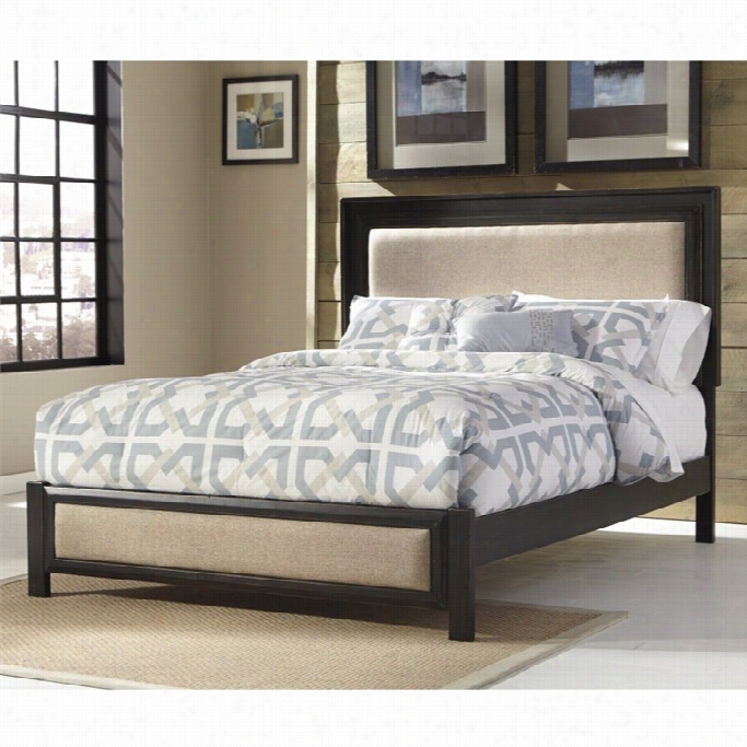 Ashley Birstrom Queen Upholstered Panel Bed In Dark Browh