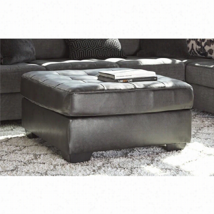 Ashley Owensb E Faux Leatehr Oveersized Accent Ottoman In Charcoal