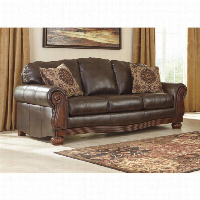 Ashley Rodlann Lleather Couch In Antique