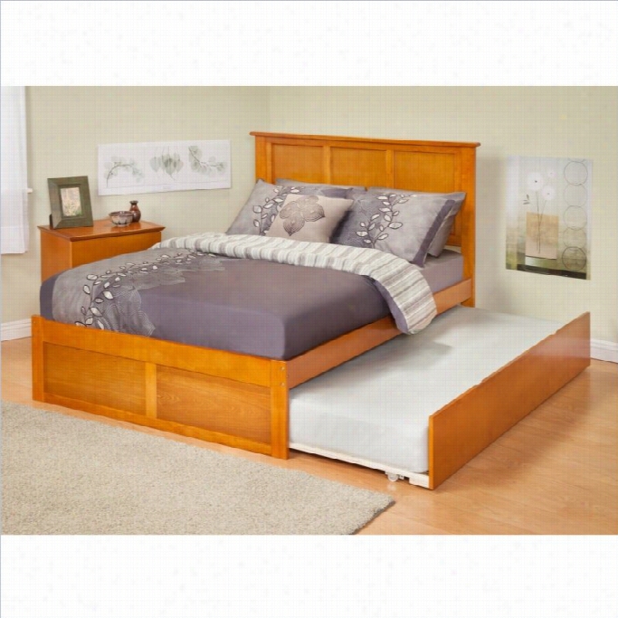 Atlantic Furniture Madison Bed With Trundle In Caramel Latte-twin Size