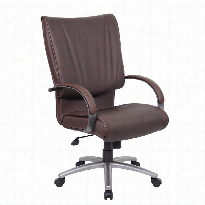 Boss Office Products High Back Bomber Leather Plus Office Chair In Brown