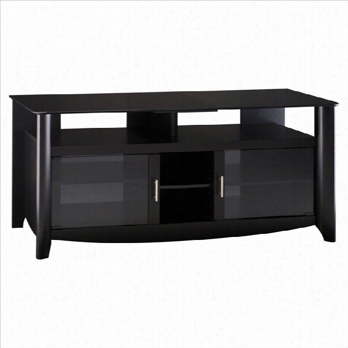 Bush Aero 56 Glass Top Tv Stand In Classic Balck