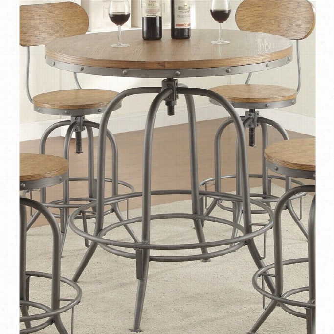 Coaster Adjustable Pub Table In Brown And Black