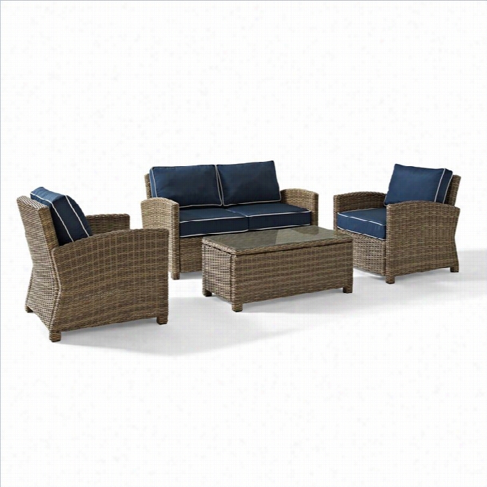 Crosley Furniture Bradenton 4 Piece  Outdoor Wicker Seating Set