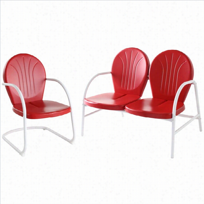 Crosldy Griffith 2 Metal Outdoor Seating St In Red