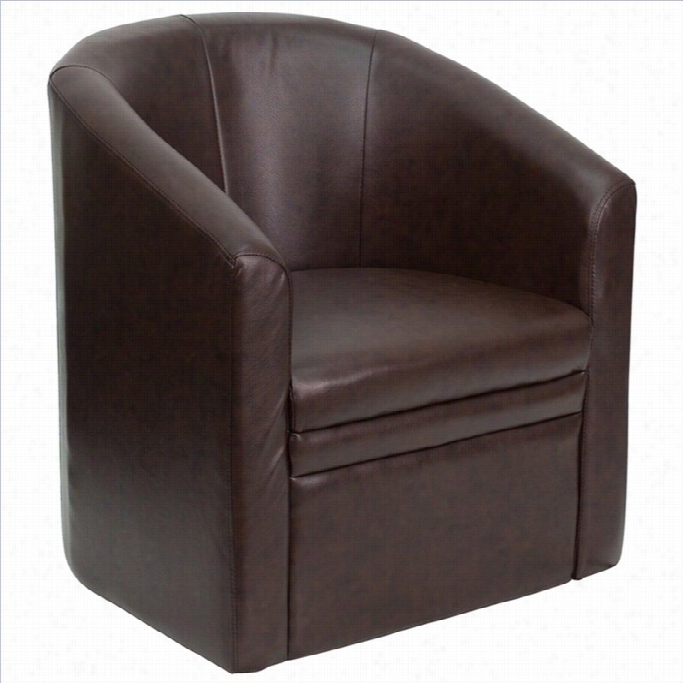 Flash Furniture Barrel Shaped Guest Chair  In Brown