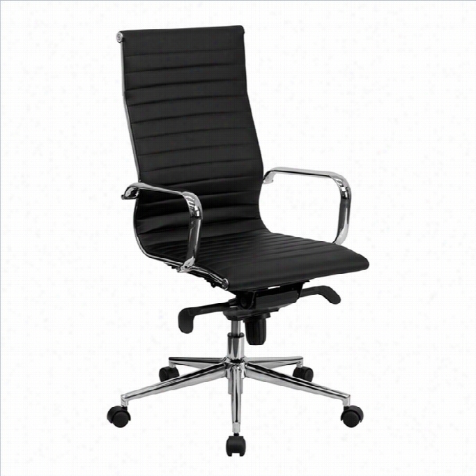 Flash Furniture High Back Ribbed Leater Office Ch Air In Black