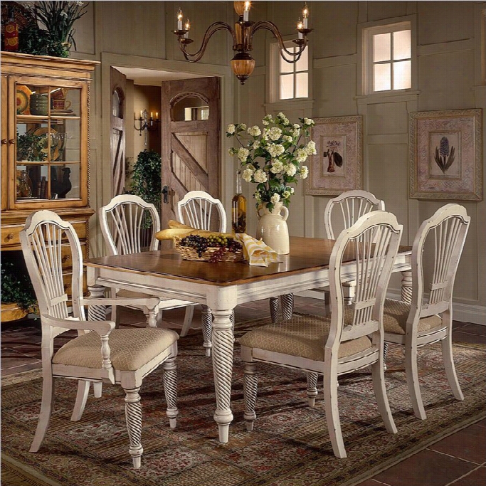 Hilsdale Wilshire 7 Piece Ectangular Dining Index Set In White