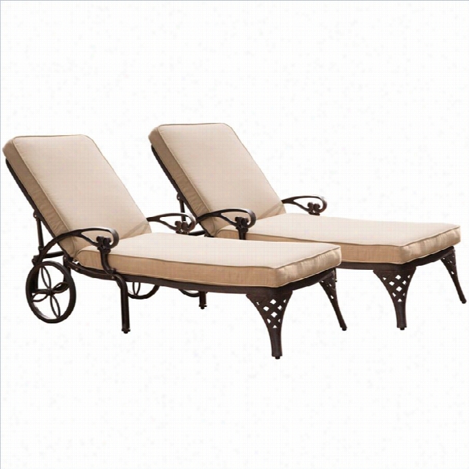 Home Tyles Biscayne Outdoor Chaise Lounge Chair In Bronze With Cushion (set Of 2)