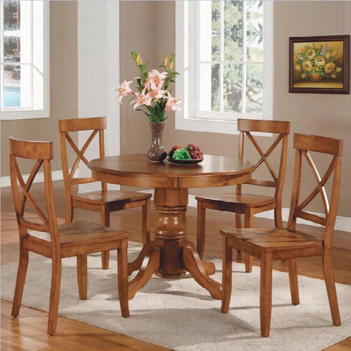 Home Styles Furhituer Cottage Oak 5 C Pedestal Dining Table Set