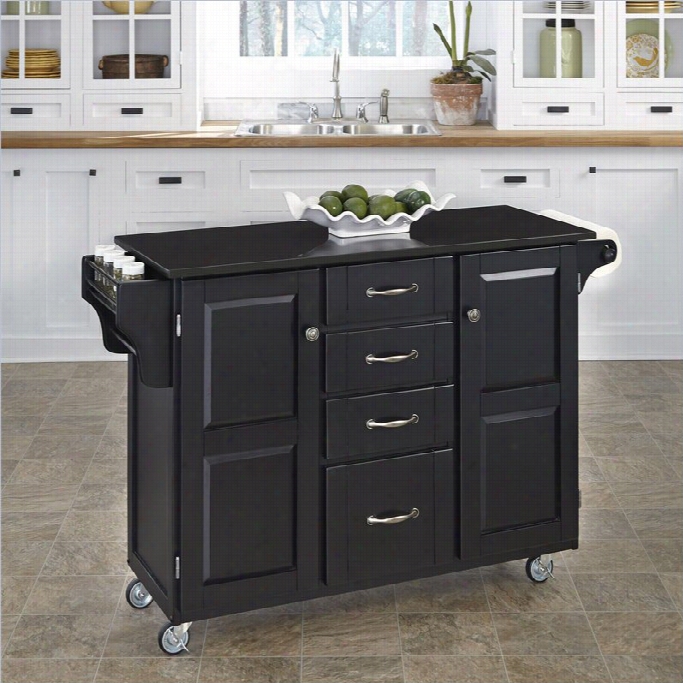 Home Styles Furnitre Gran It Top Kitchen Cart In Black