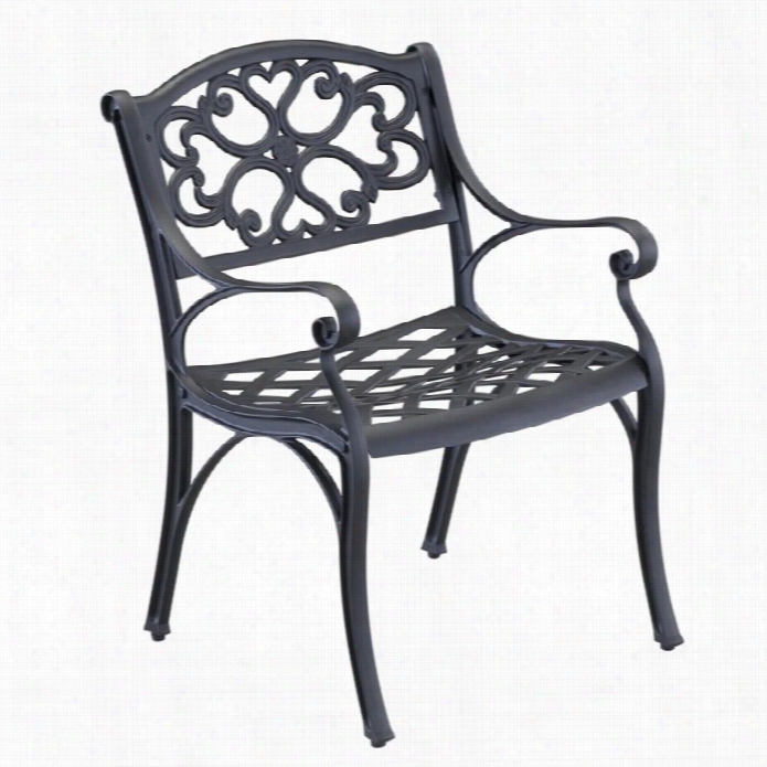 Home Styles Outdoor Dining Arm Chair In Black Finish (set Of 2)